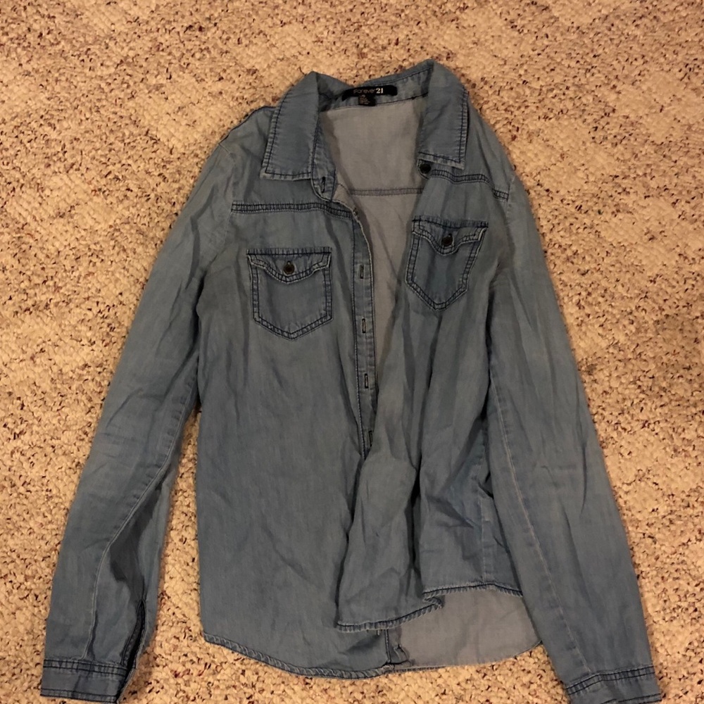 Button up fake denim jacket
